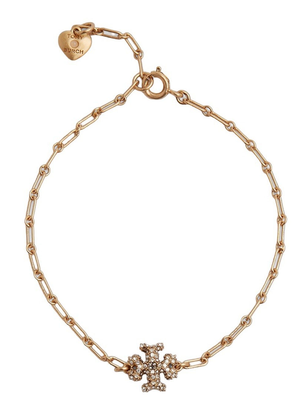 TORY BURCH • Roxanne Gold Crystal Logo Chain Bracelet